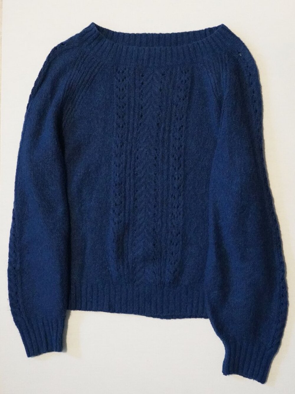 Blue J. Crew Point Sur Pointelle Mockneck Sweater - Size S